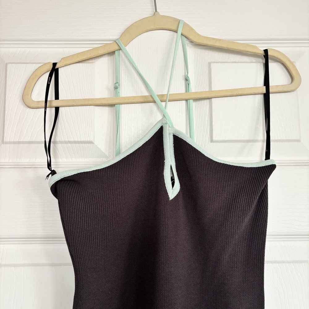 MINKPINK Chocolate Tank with Mint Trim NWT
